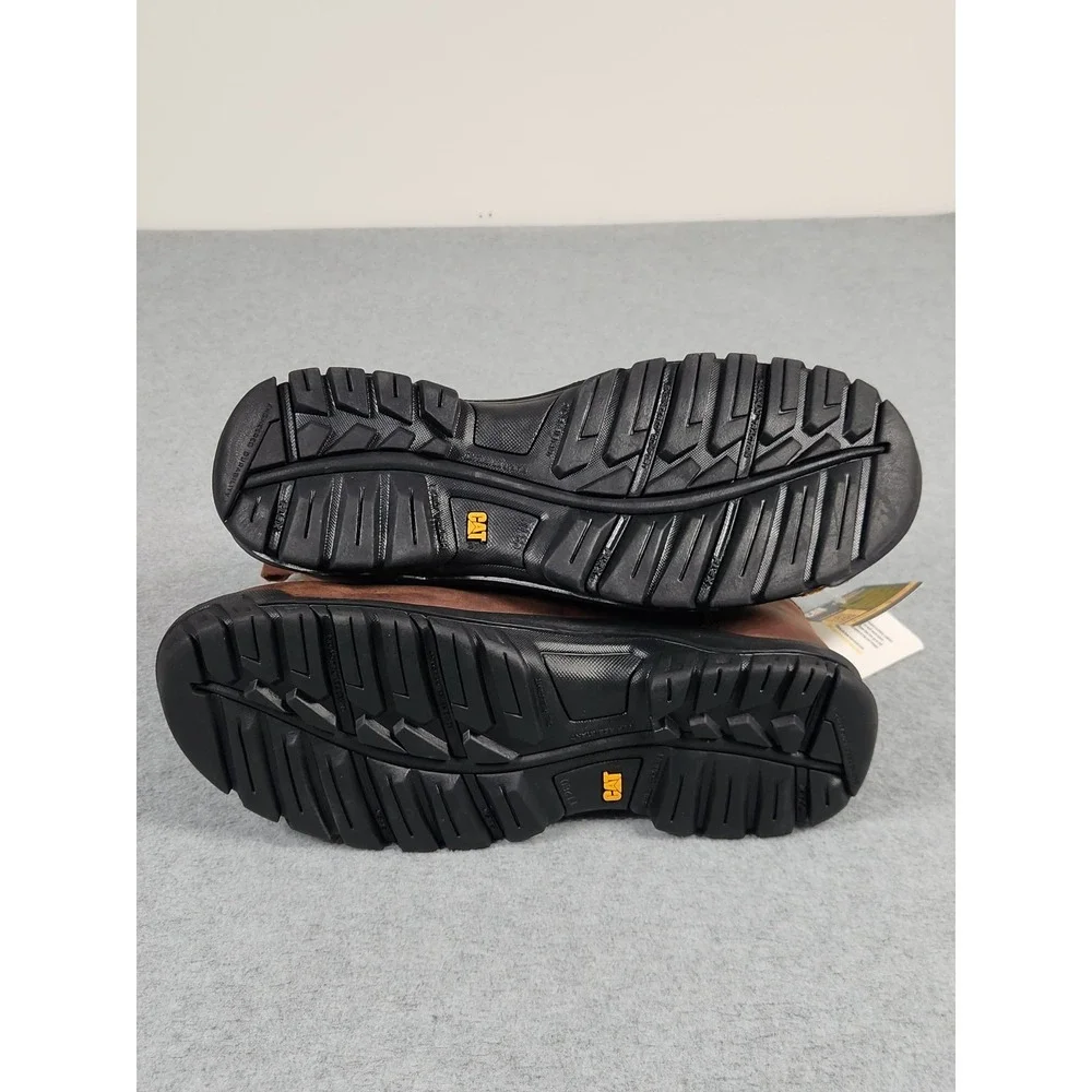 Caterpillar Work Boots Mens 9 Wide Brown Leather CAT Wheelbase Steel Toe P91026
